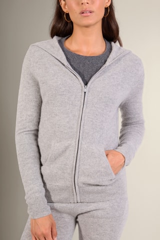 Cárdigan con capucha 100 % cachemir - Gris claro jaspeado