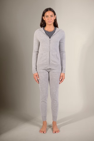 Cárdigan con capucha 100 % cachemir - Gris claro jaspeado