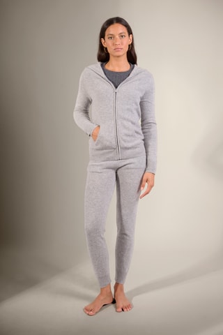 Cárdigan con capucha 100 % cachemir - Gris claro jaspeado