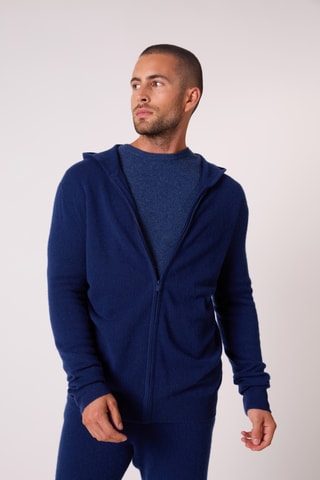 Cárdigan con capucha 100 % cachemir - Azul marino