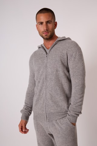 Cárdigan con capucha 100 % cachemir - Gris jaspeado