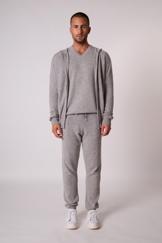 Cárdigan con capucha 100 % cachemir - Gris jaspeado