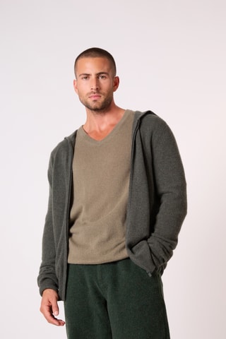 Cárdigan 100 % cachemir - Caqui jaspeado