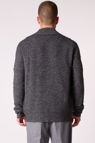 Cárdigan 100 % cachemir - Cuello alto - Gris oscuro jaspeado