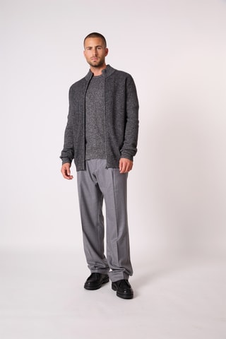 Cárdigan 100 % cachemir - Cuello alto - Gris oscuro jaspeado