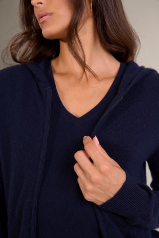 Cárdigan con capucha 100 % cachemir - Azul marino