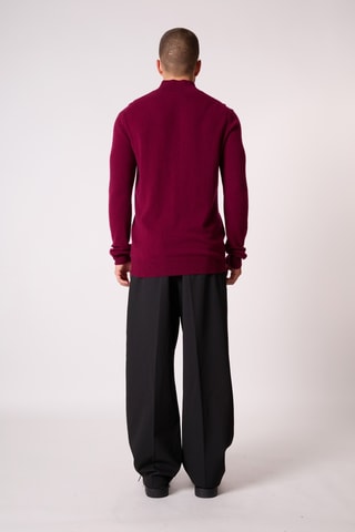 Jersey - 100 % cachemir - Cuello alto con cremallera - Burdeos