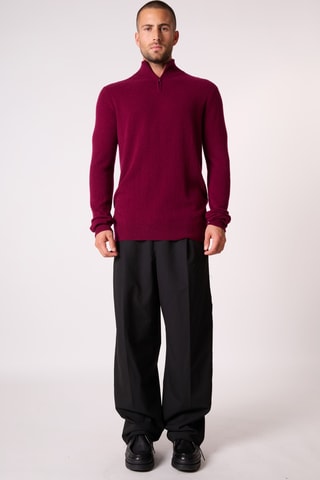 Jersey - 100 % cachemir - Cuello alto con cremallera - Burdeos