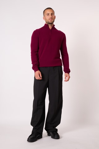 Jersey - 100 % cachemir - Cuello alto con cremallera - Burdeos