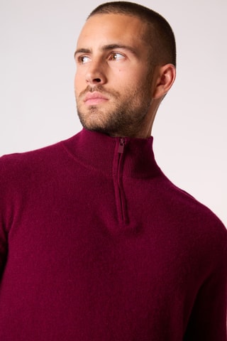 Jersey - 100 % cachemir - Cuello alto con cremallera - Burdeos