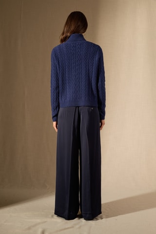 Jersey 100 % cachemir - Cuello vuelto - Azul marino