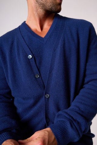 Cárdigan con capucha 100 % cachemir - Cuello de pico - Azul marino