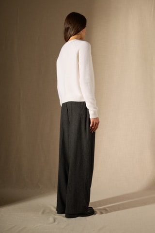 Cárdigan 100 % cachemir - Cuello redondo - Blanco