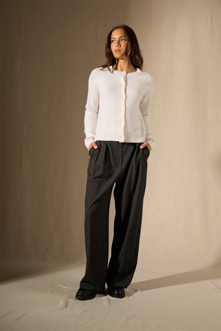 Cárdigan 100 % cachemir - Cuello redondo - Blanco