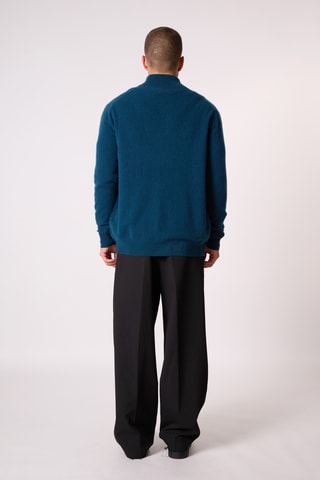 Cárdigan con capucha 100 % cachemir - Cuello alto - Azul marino