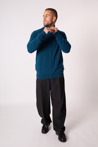 Cárdigan con capucha 100 % cachemir - Cuello alto - Azul marino