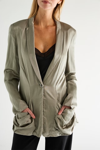 Blazer de seda - Verde caqui