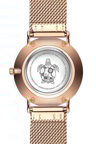 Reloj de cuarzo de acero Rose Turtle - Rosa dorado y blanco