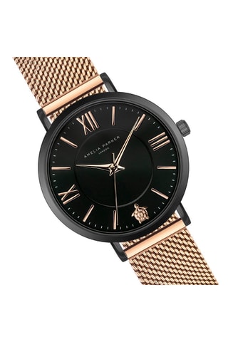 Estuche reloj de cuarzo de acero y pulsera Petite Noir