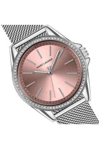 Reloj de cuarzo de acero St Tropez - Plateado y rosa
