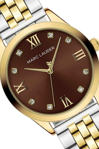 Reloj de cuarzo de acero y circones Marrakech - Plateado y dorado