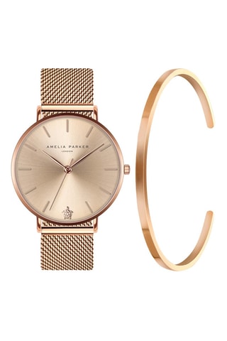 Estuche reloj de cuarzo y pulsera de acero Gold Sky - Rosa