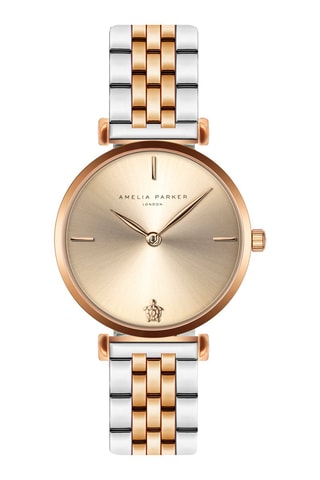 Reloj de cuarzo de acero - Rosa dorado y plateado