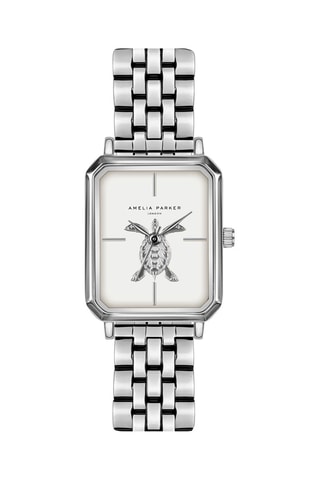 Reloj de cuarzo de acero Serendipity Sea - Plateado