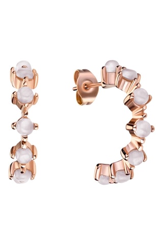 Estuche reloj de cuarzo de acero y pendientes Joyful Journey - Circón