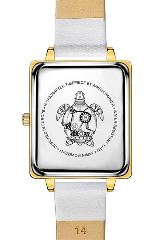 Reloj de cuarzo de piel Desert - Blanco y dorado