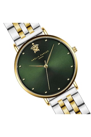 Reloj de cuarzo de acero Fiji - Plateado y dorado