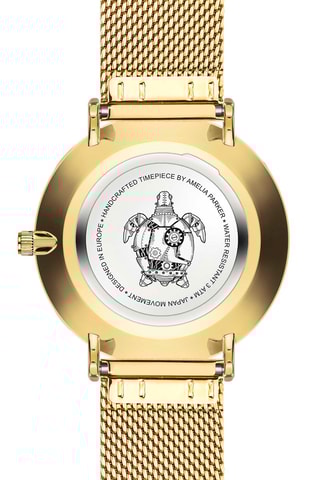 Reloj de cuarzo de acero Fiji - Dorado y verde