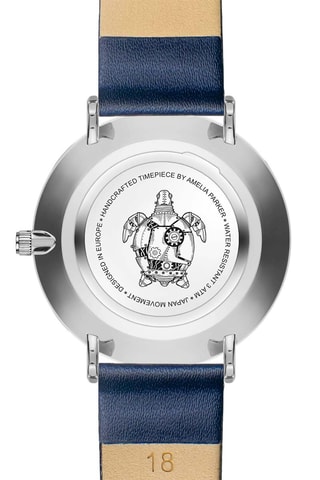 Reloj de cuarzo de piel Blue Lagoon - Azul marino y plateado