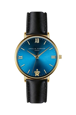 Reloj de cuarzo de piel Meeru Island - Negro y dorado