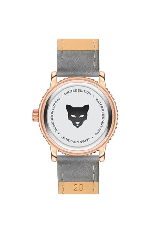 Reloj de cuarzo de piel Rome - Gris y rosa dorado