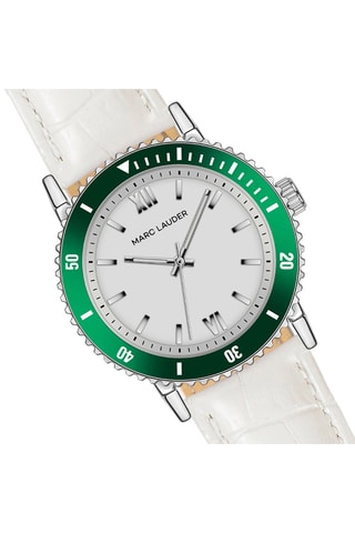 Reloj de cuarzo de piel Sofia - Blanco y verde