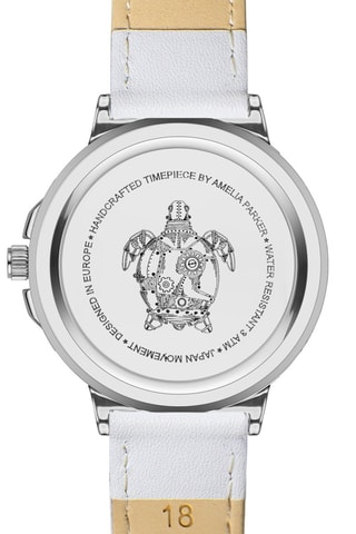 Reloj de cuarzo de piel Clayne - Plateado y blanco