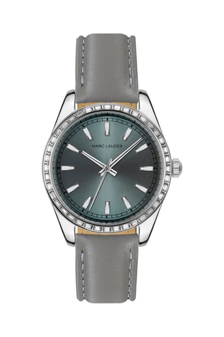 Reloj de cuarzo de piel Ankara - Gris y plateado