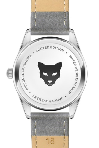 Reloj de cuarzo de piel Ankara - Gris y plateado