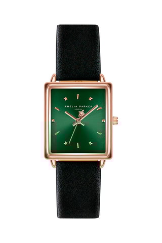 Reloj de cuarzo de piel Joyful Journey - Negro y rosa dorado