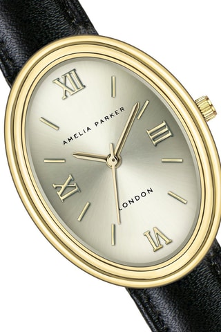 Reloj de cuarzo de piel Crema - Negro