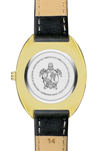 Reloj de cuarzo de piel Crema - Negro