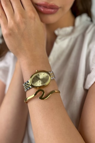 	Estuche reloj de cuarzo y pulsera de acero Soraya - Plateado y dorado