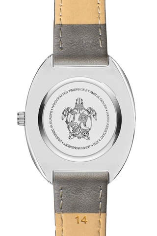 Reloj de cuarzo de piel Shell Bay - Gris y azul