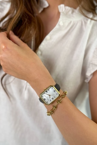 Reloj de cuarzo de piel Bali Sands - Nácar