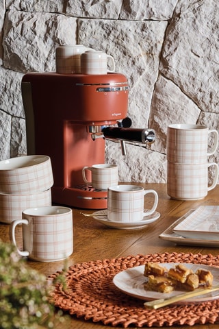 4 platos de postre de porcelana Madison Quadro Mandorla - 19 x 2,5 cm 