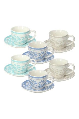 Juego de café de porcelana New Bone China Iris - 6 personas