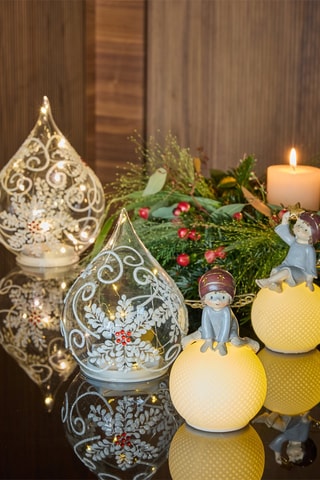 Bola LED con ángel Vintage - Gris oscuro y blanco