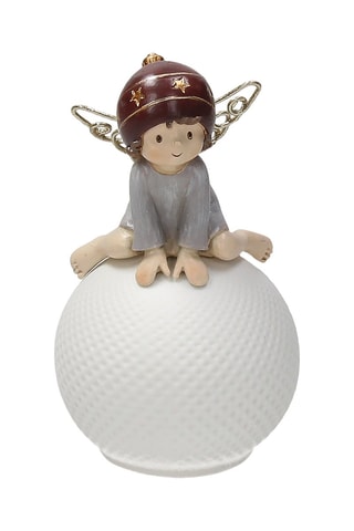 Bola LED con ángel Vintage - Gris oscuro y blanco