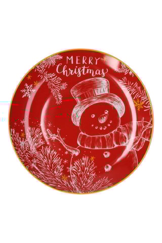Plato llano de porcelana Natale Snowman - 31 cm